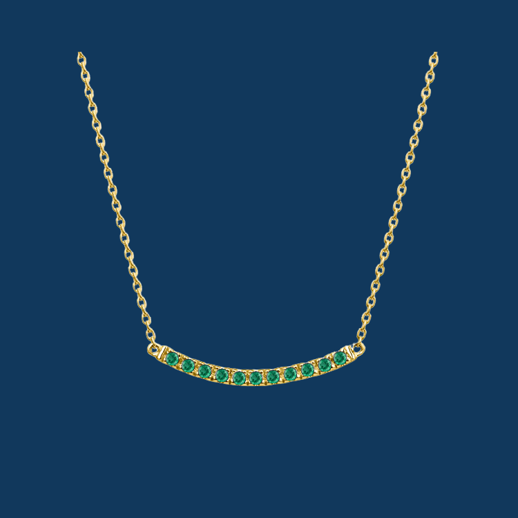 Colar de Stick Curvo com Esmeraldas, Ouro Amarelo - PRAIRIE Curve