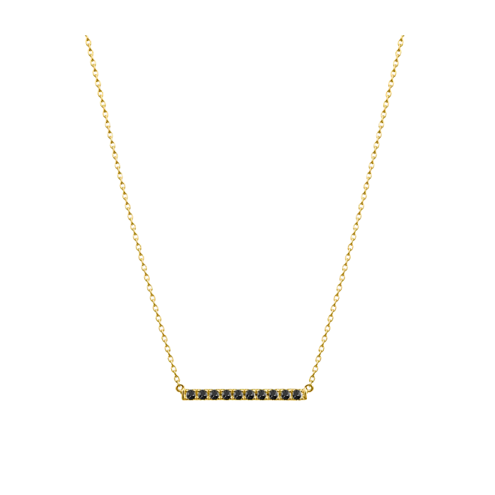 pingente stick reto, diamantes negros e ouro amarelo