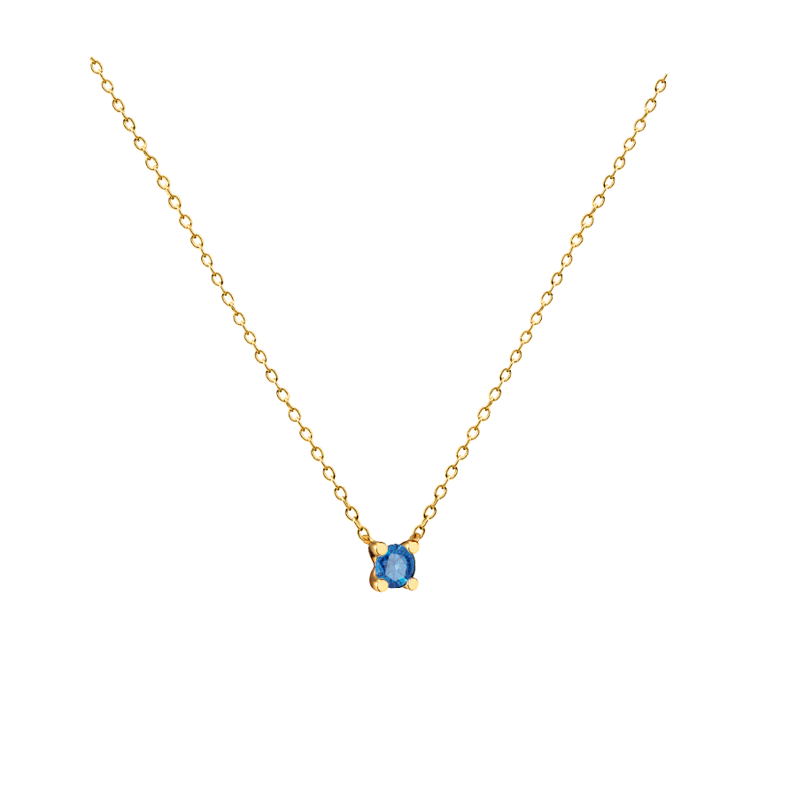 pingente ponto de luz safira azul ouro amarelo com corrente