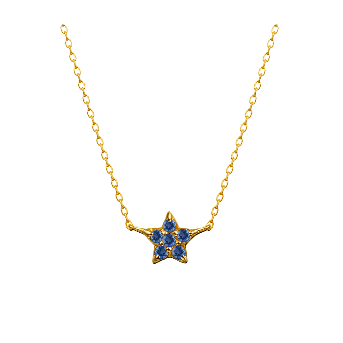 pingente estrela de safiras azuis