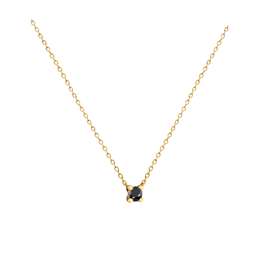 Colar Pingente Ponto de Luz Ouro Amarelo de Diamante Negro - X