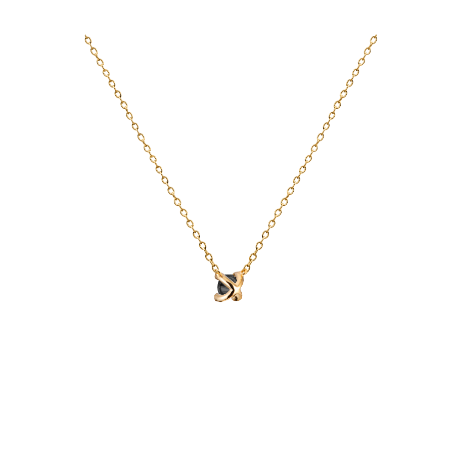 Colar Pingente Ponto de Luz Ouro Amarelo de Diamante Negro - X