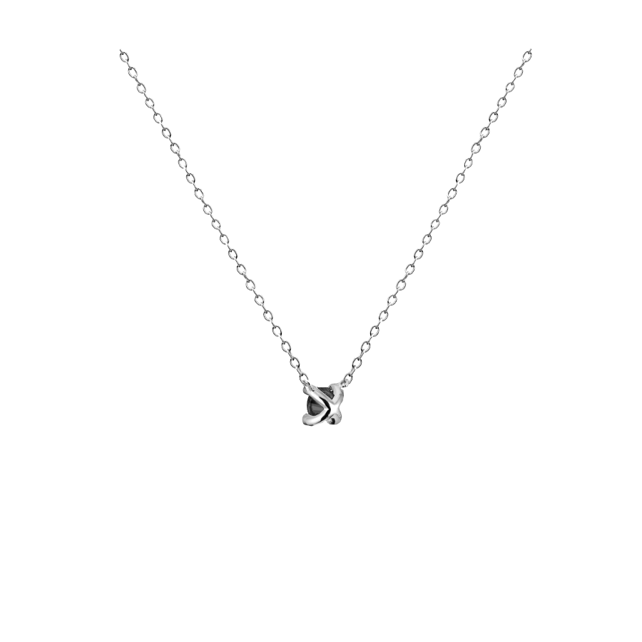 Colar Pingente Ponto de Luz Ouro Branco de Diamante Negro - X