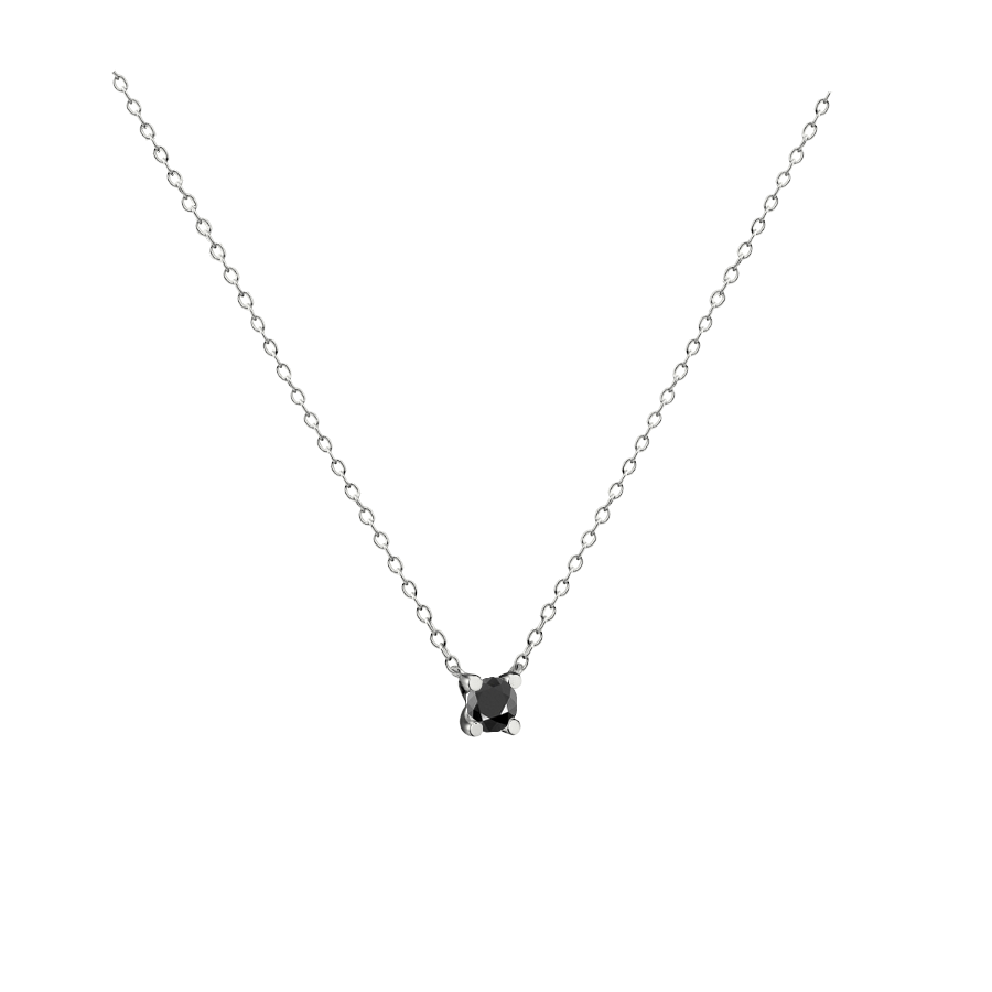 Colar Pingente Ponto de Luz Ouro Branco de Diamante Negro - X