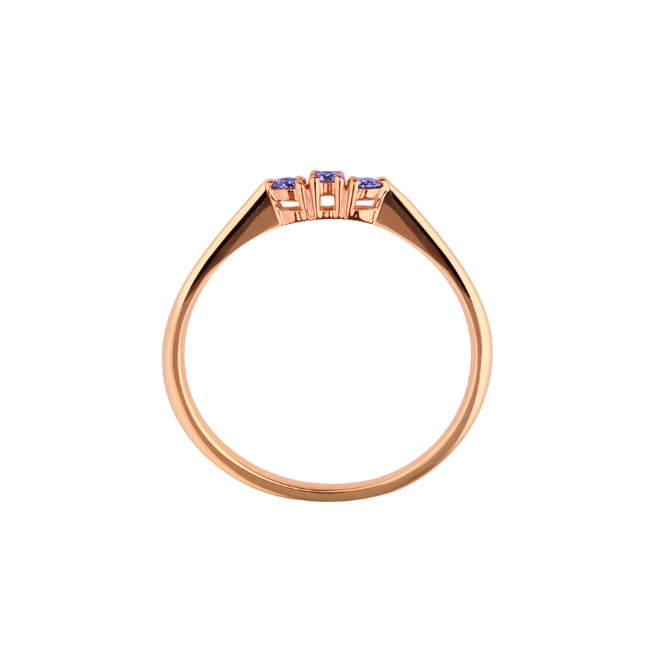 anel formatura, ouro rosa e ametista roxa