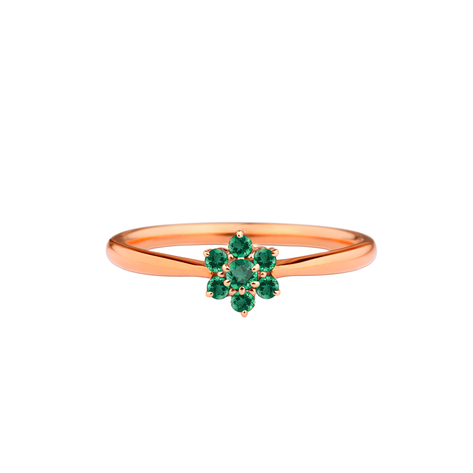 anel formatura, ouro rosa e esmeraldas verdes