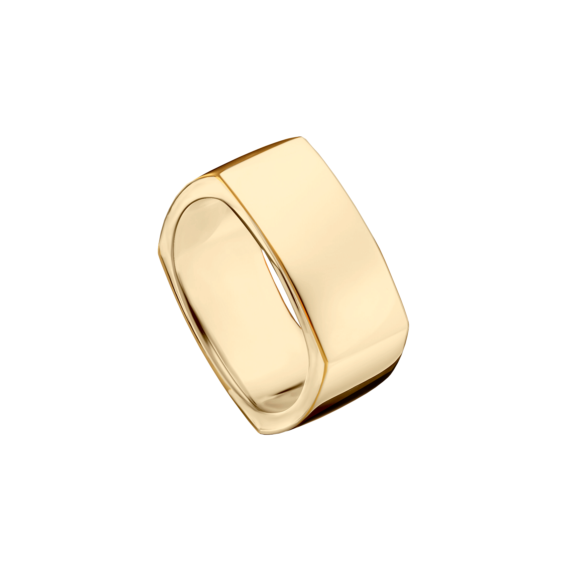 anel largo quadrado ouro amarelo 6,0 mm quadrado