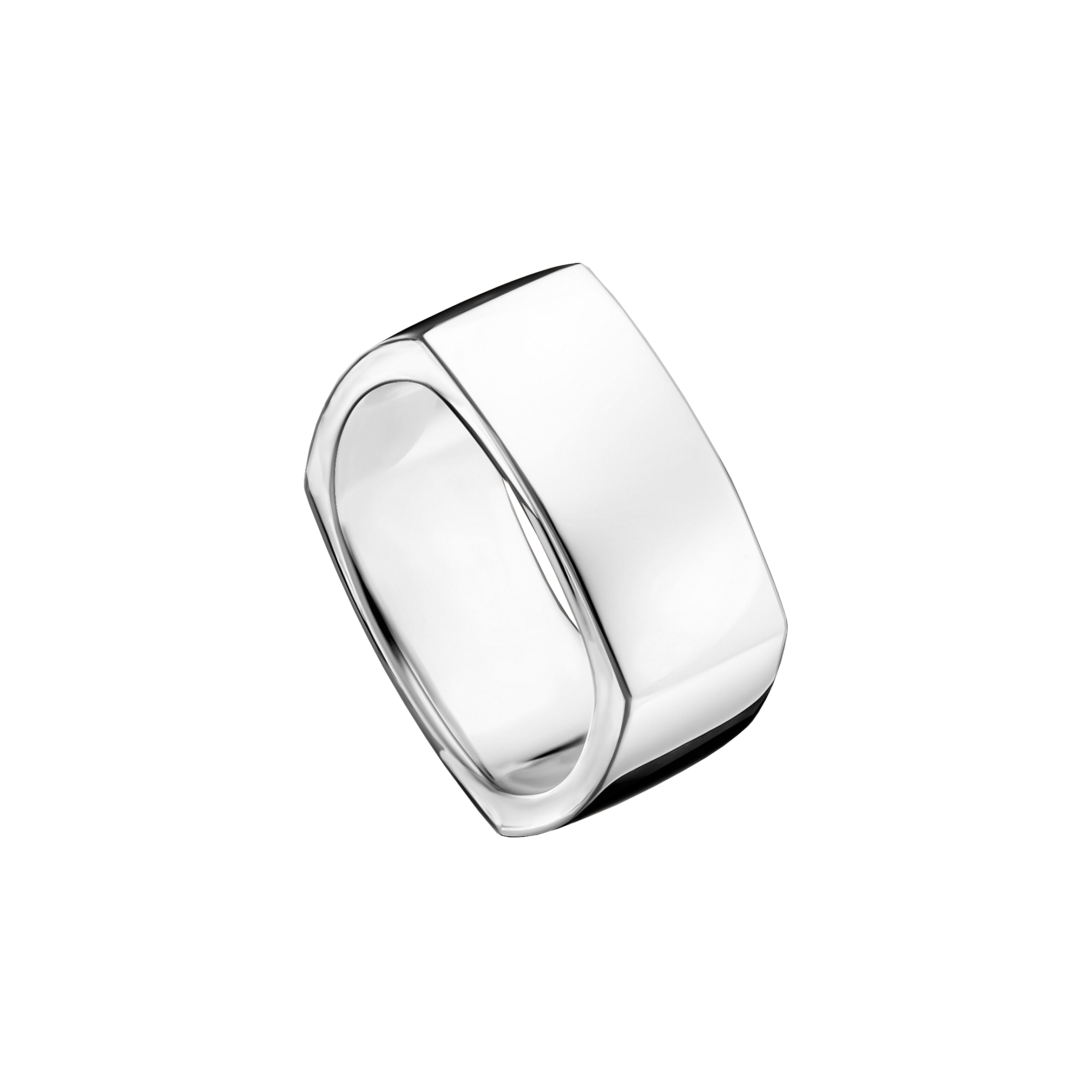 anel ouro branco quadrado largo 6,0 mm