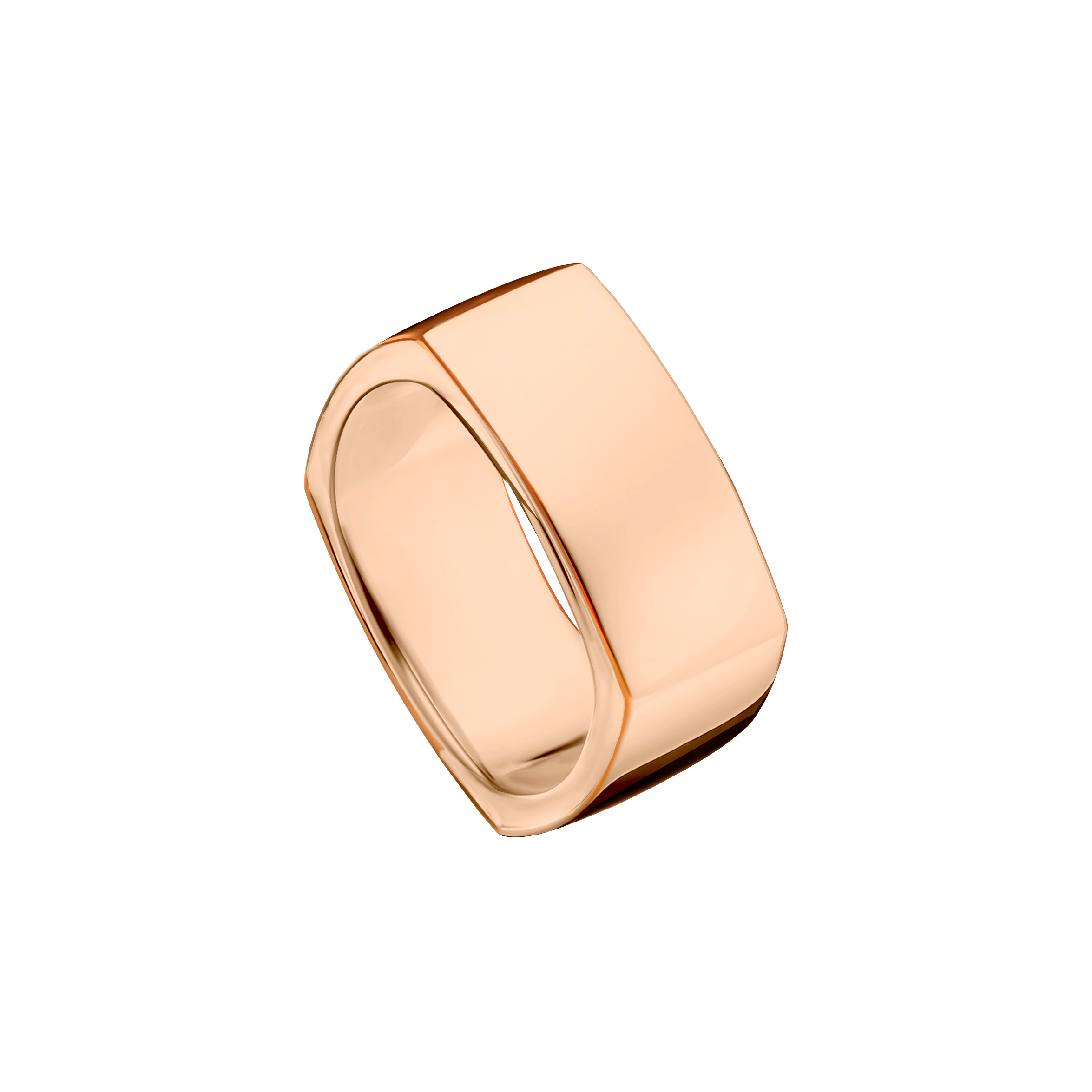 anel largo quadrado ouro rosa 6,0 mm