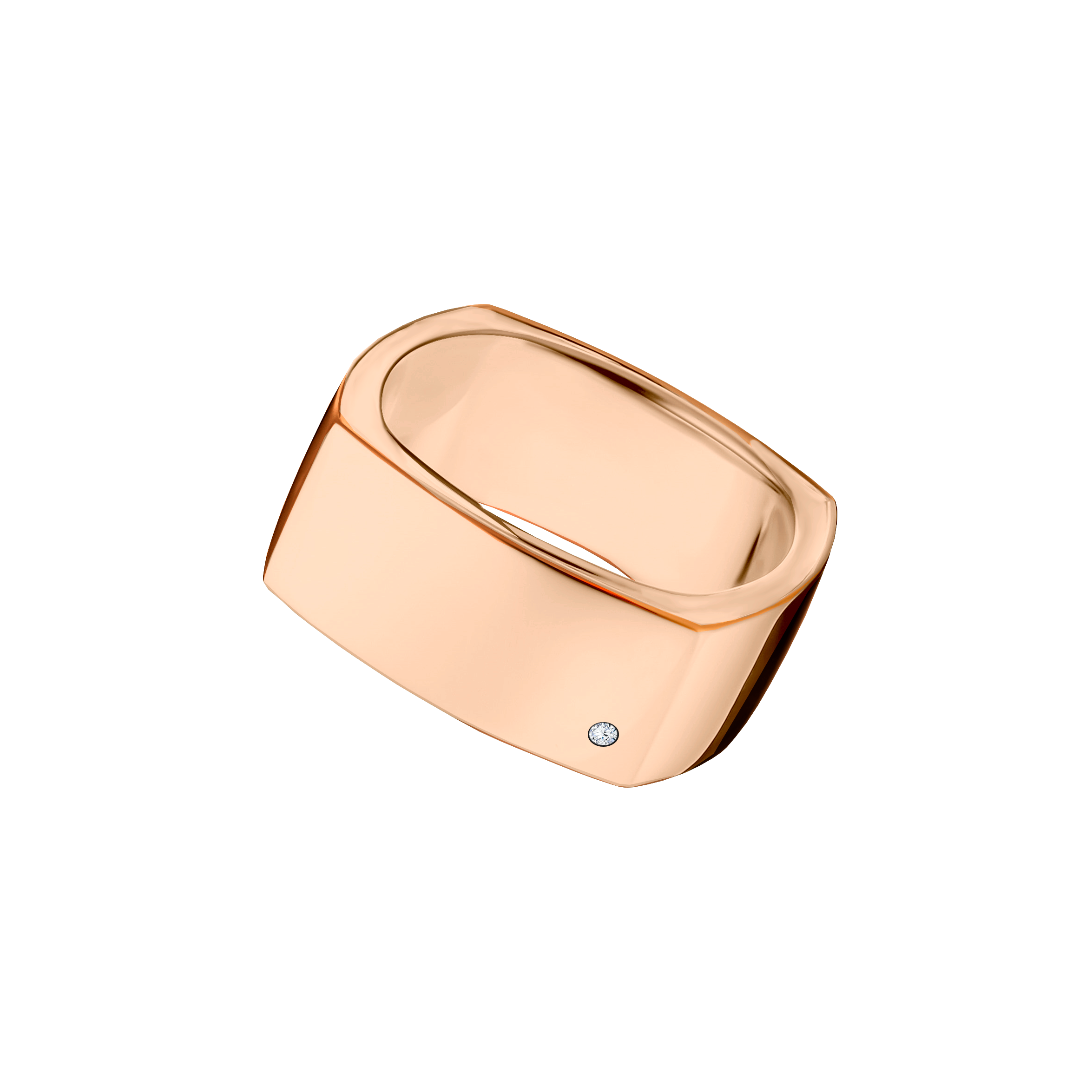 anel largo quadrado ouro rosa 6,0 mm 1 diamante