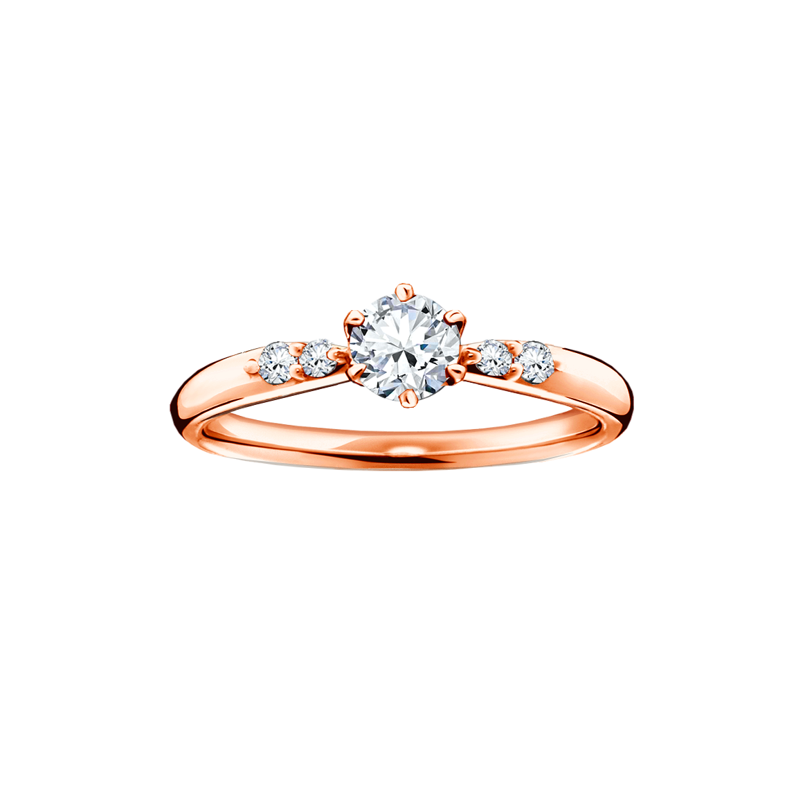 anel solitaro, noivado ouro rosa e diamantes 6 garras SIRAH