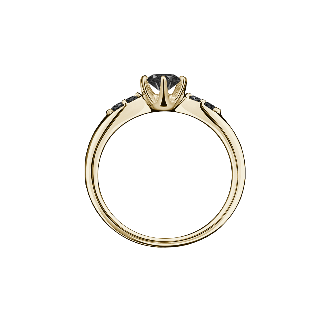 Anel Solitário Ouro Sephia® de Diamantes Negros - SIRAH