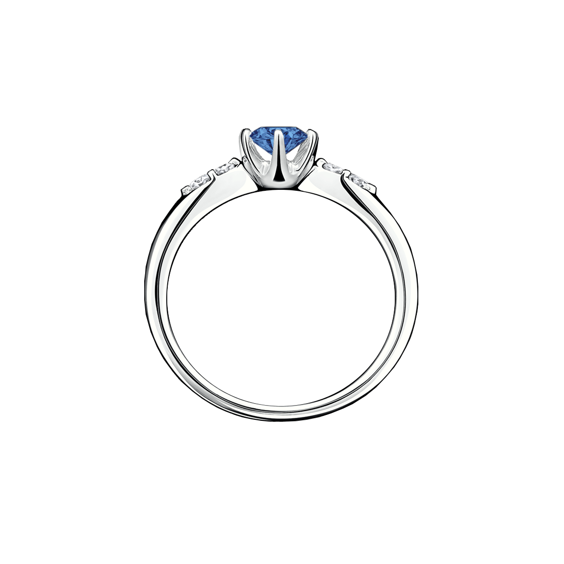 anel de formatura safira azul , anel ouro branco 6 garras solitario