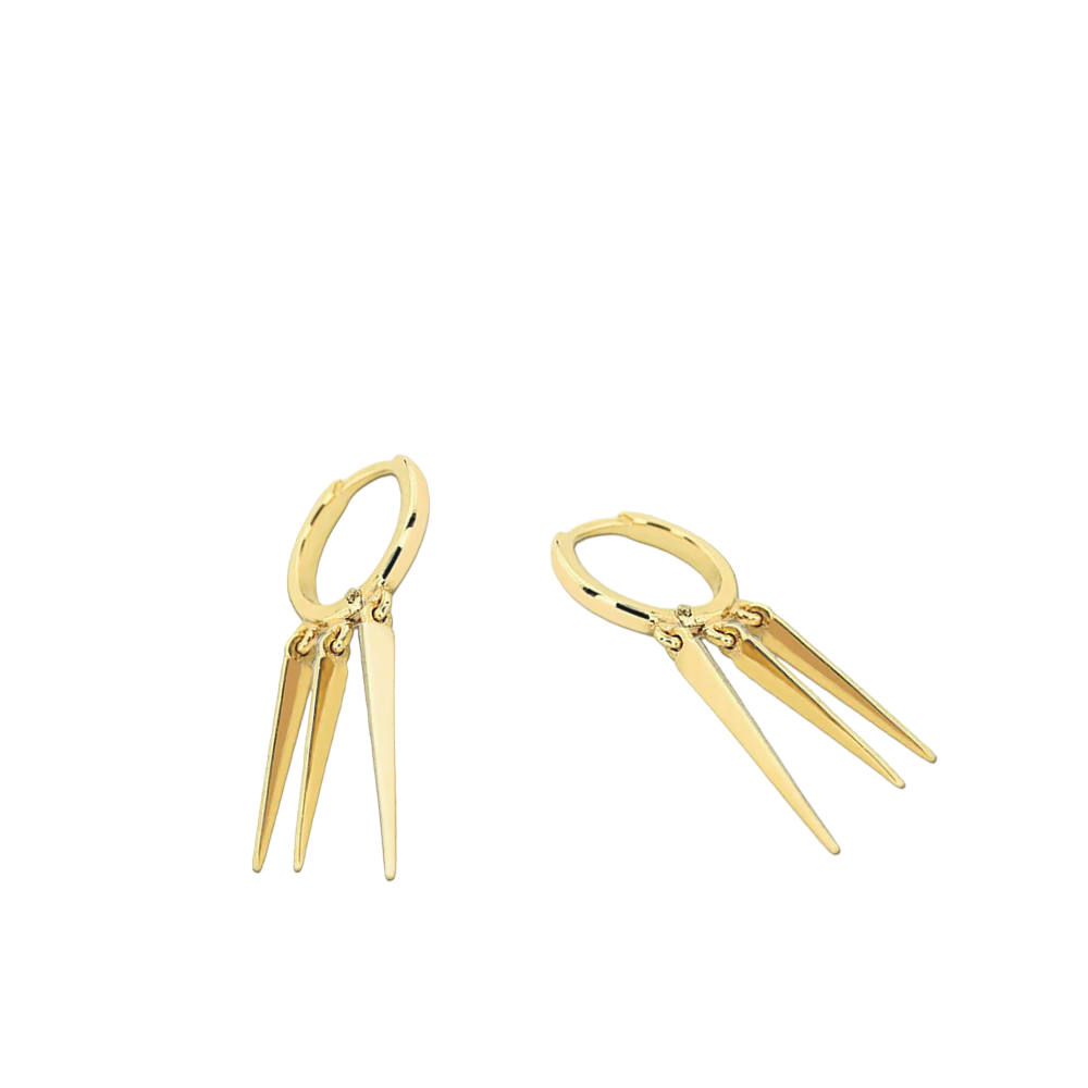 Brinco Argolas com Pingentes Stick, Ouro Amarelo - DISTRICT