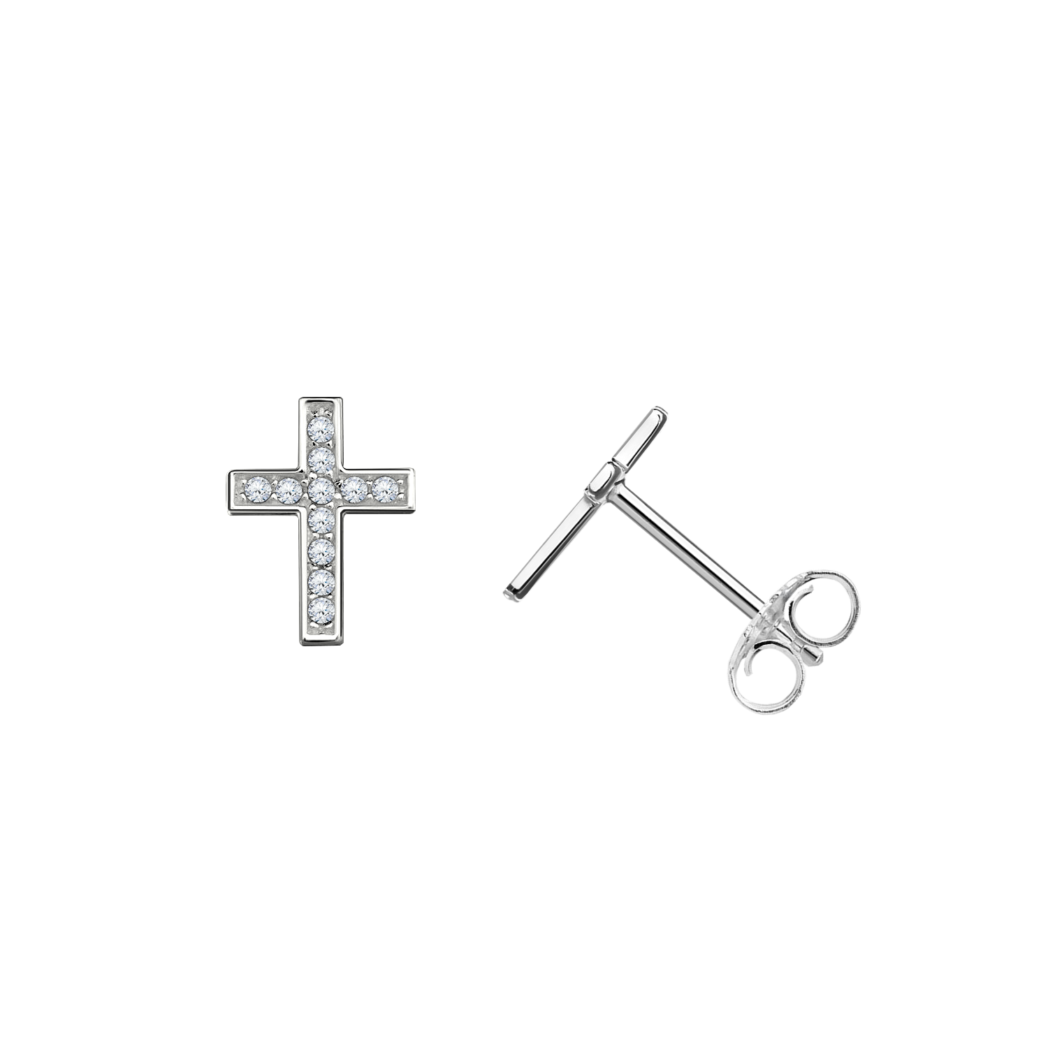 brinco crucifixo ouro branco e diamantes