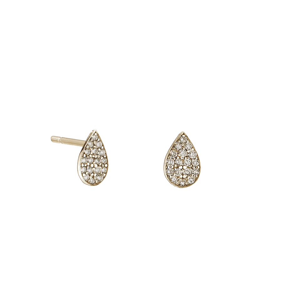 Brinco Stud Formato Gota com Diamantes Cognac, Ouro Sephia® - PEAR Pavé