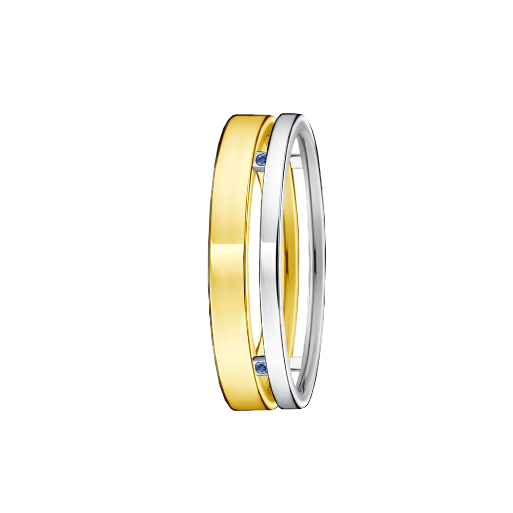 anel formatura diferenciado ouro amarelo e branco SAFIRAS Azuis