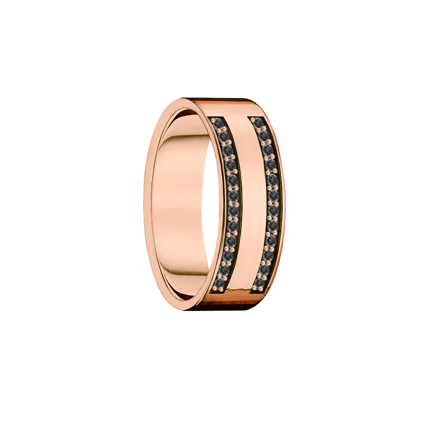 anel ouro rosa e diamantes negros 6,0 mm