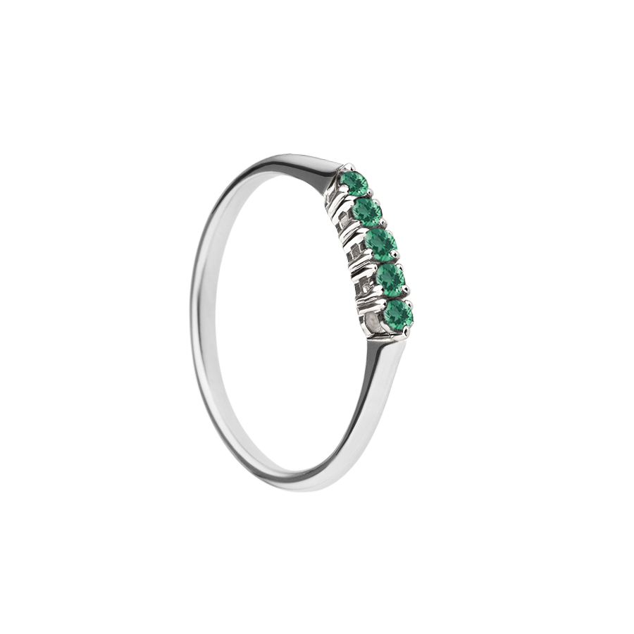 anel aparador esmeraldas verdes, ouro branco