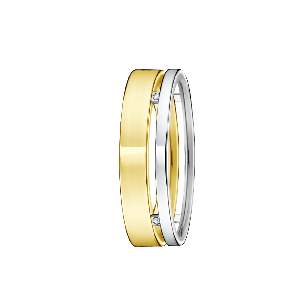 anel ouro branco e amarelo com diamantes