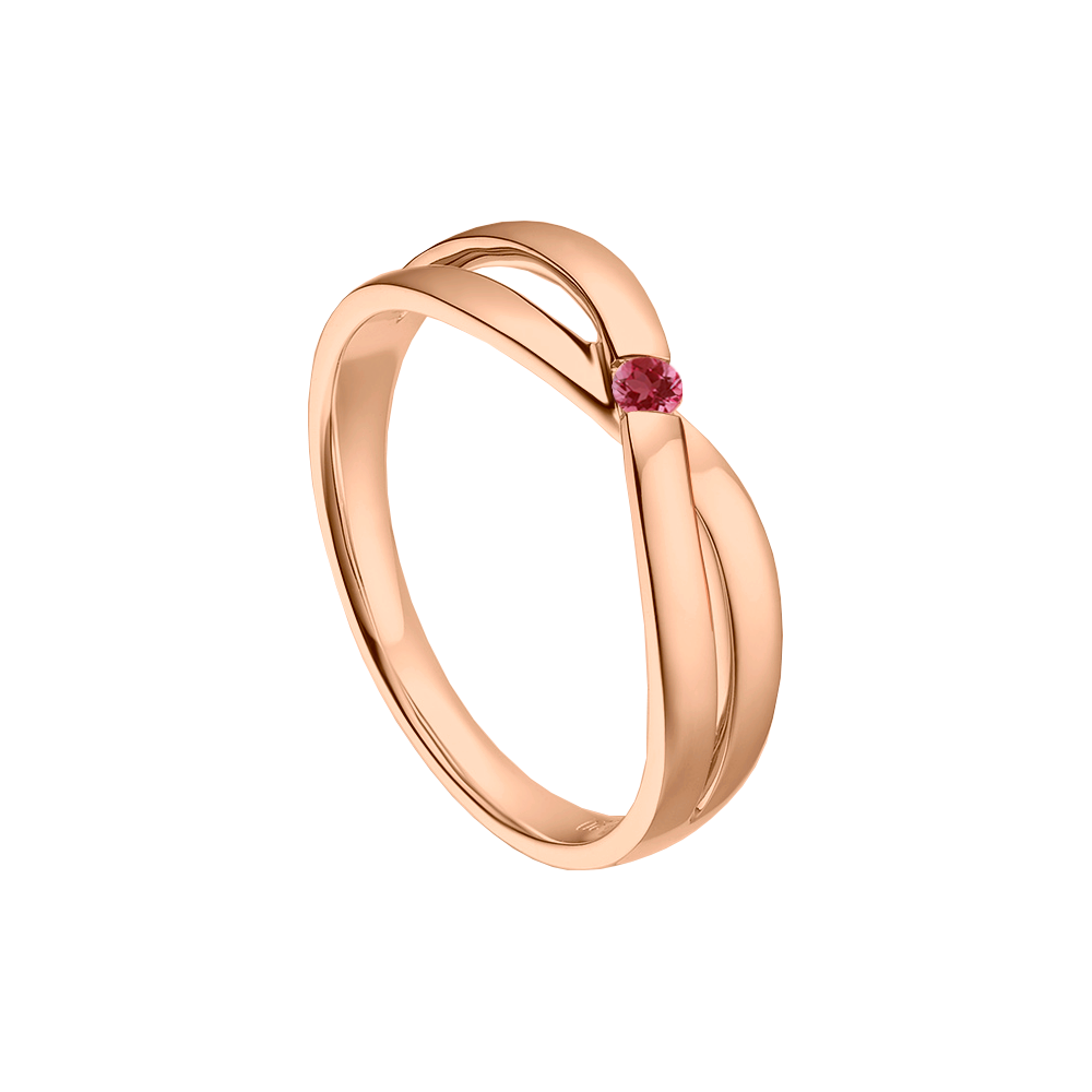 anel estrutura infinito ouro rosa e rubi