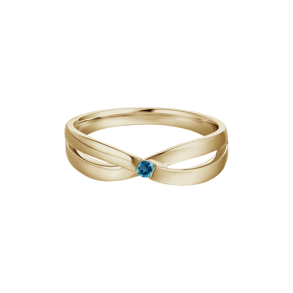 anel estrutura infinito ouro champanhe e topázio azul