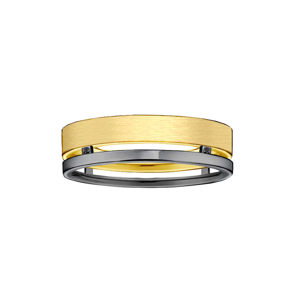 anel diferente ouro amarelo e ouro negro paladinado DYPLO Largo