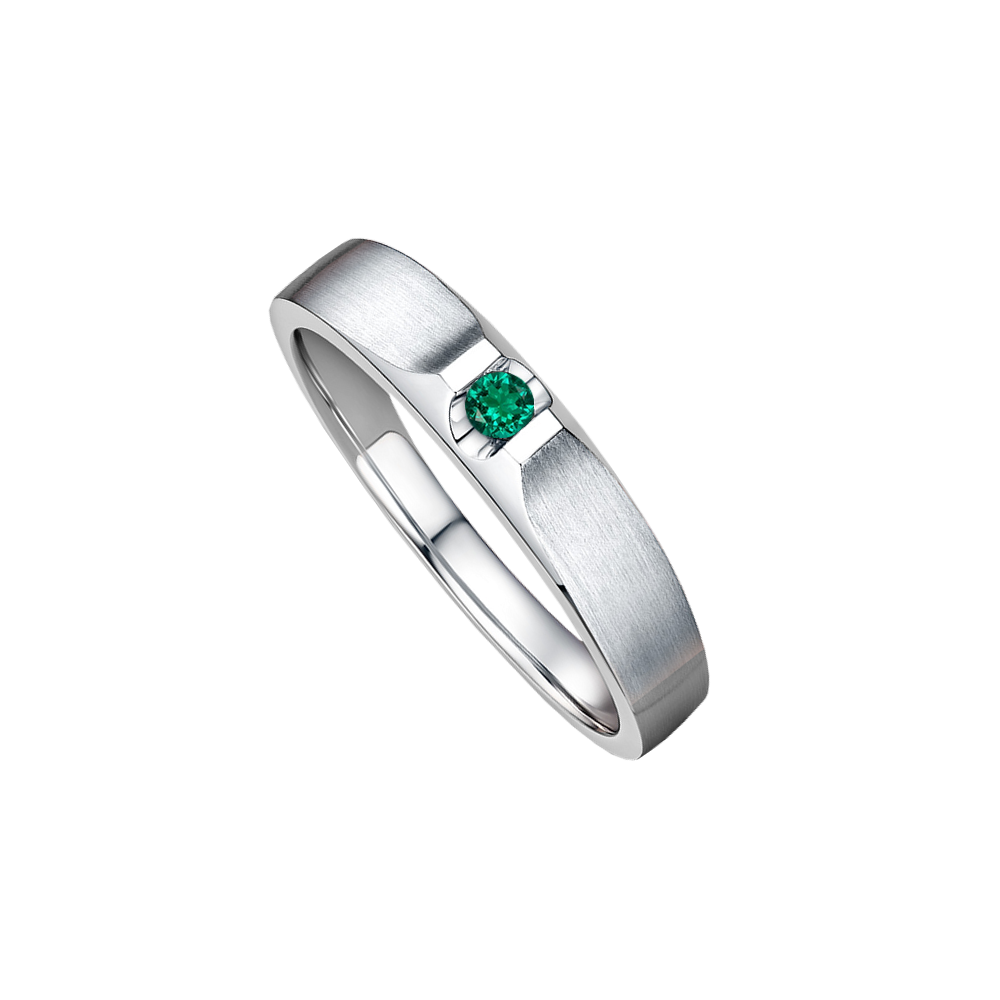 anel ouro branco com 1 esmeralda, anel formatura