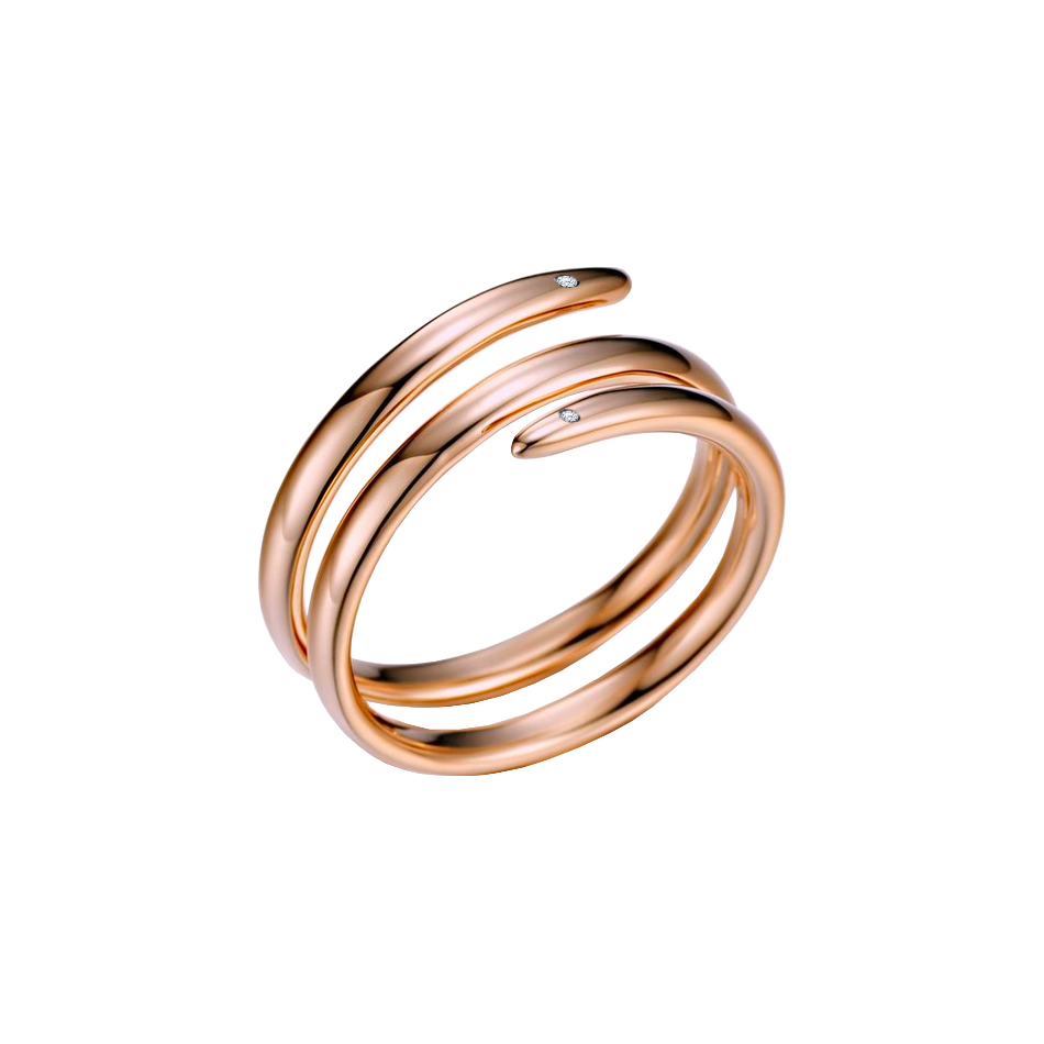 anel espiral ouro rosa e diamantes