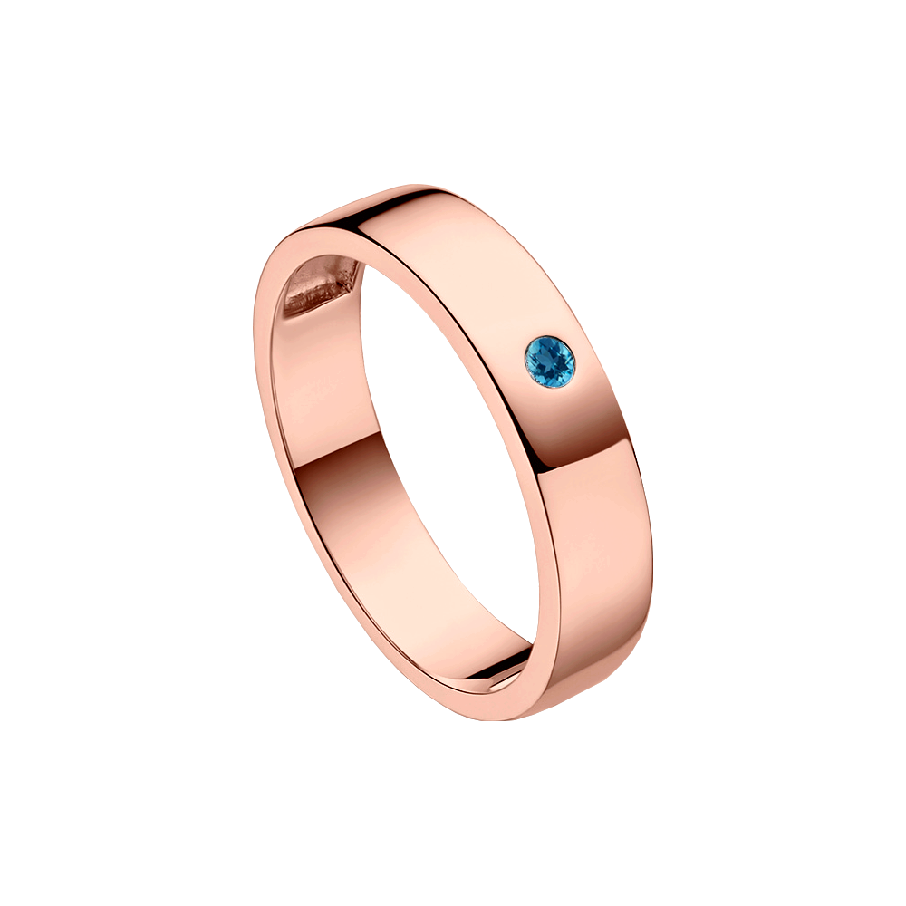 anel reto ouro rosa com 1 topázio 3,5 mm