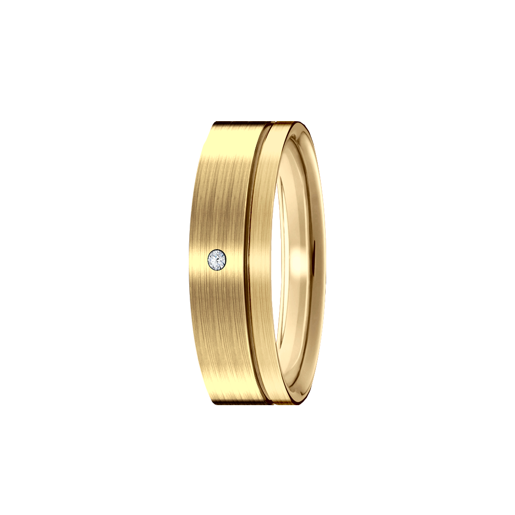 anel reto fosco, ouro amarelo 5,5 mm