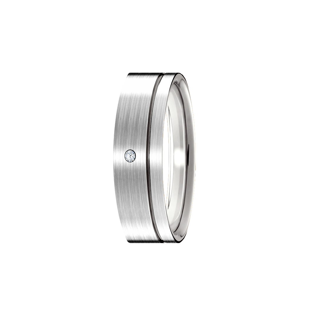 anel reto e fosco ouro branco 5,5 mm