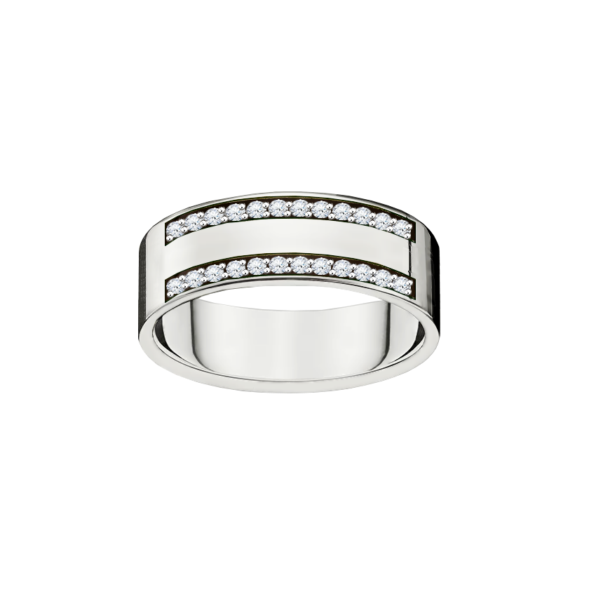 anel ouro branco com diamantes 6,0 mm