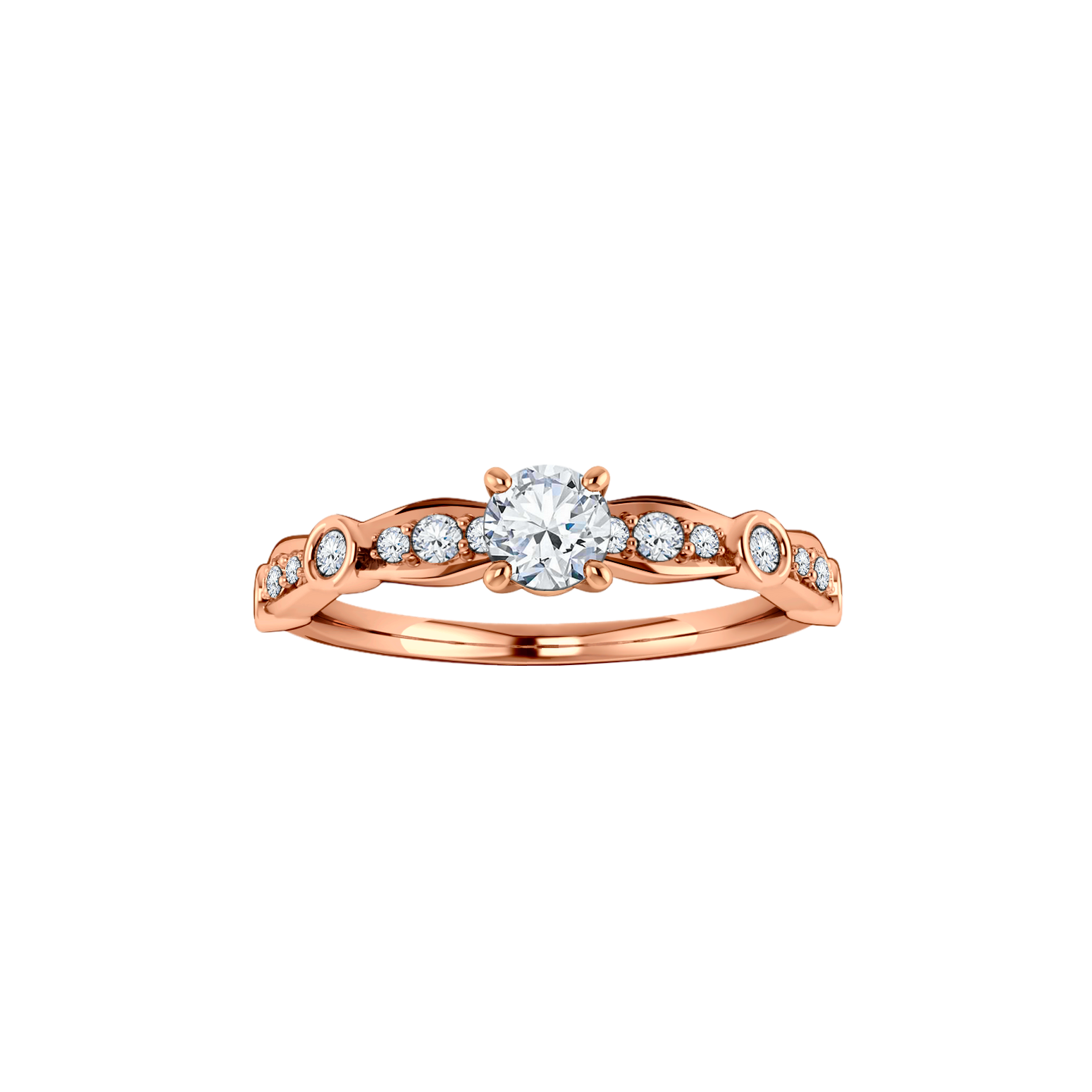 anel solitario de noivado ouro rosa e diamantes