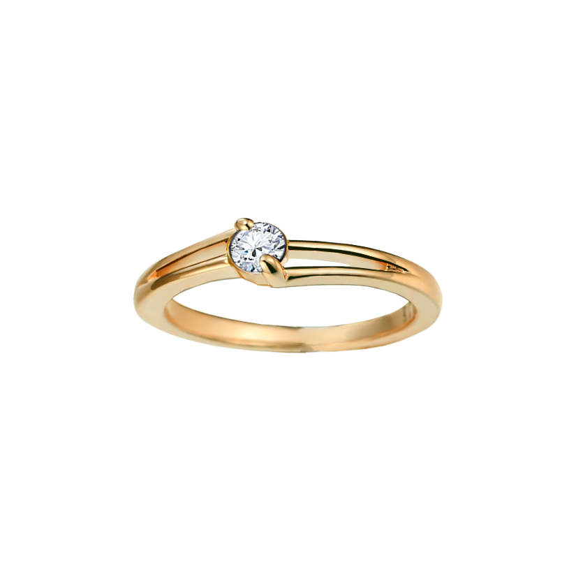 anel soltiario ouro amarelo e diamante