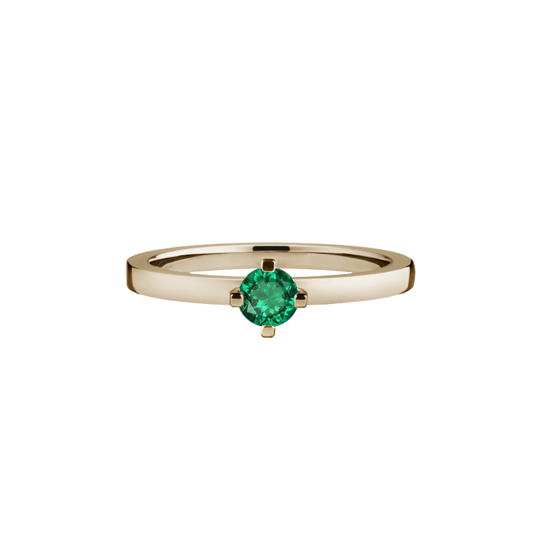 anel ouro sephia champagne e esmeralda verde