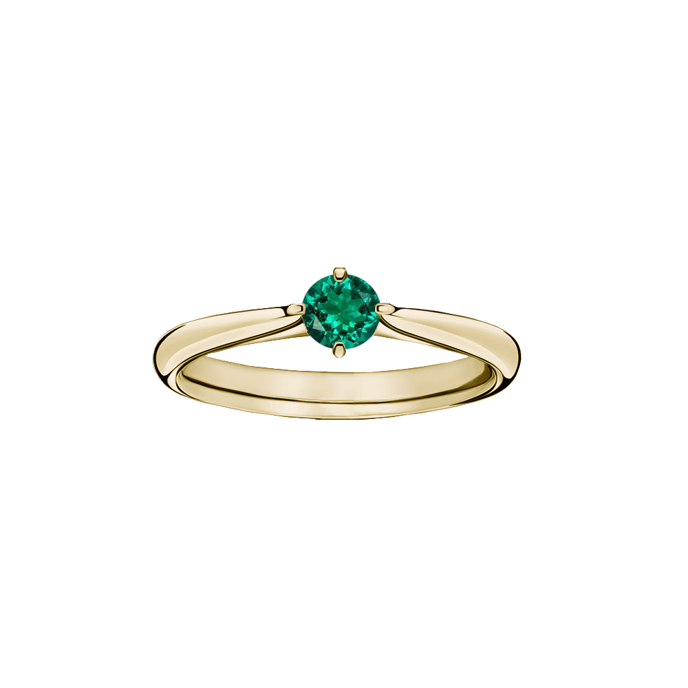 anel solitario diferente ouro sephia champagne e esmeralda verde