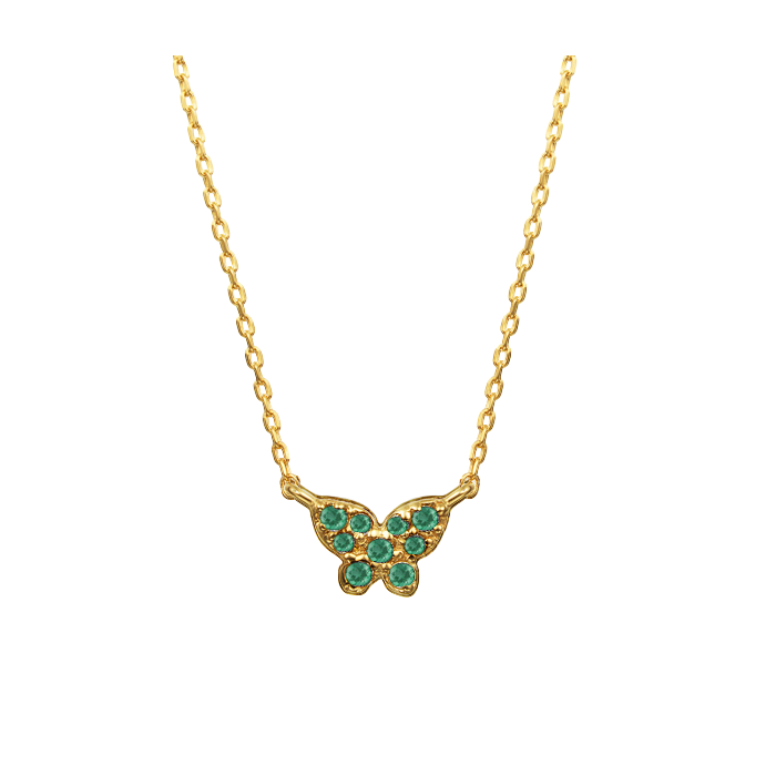 pingente borboleta com esmeraldas