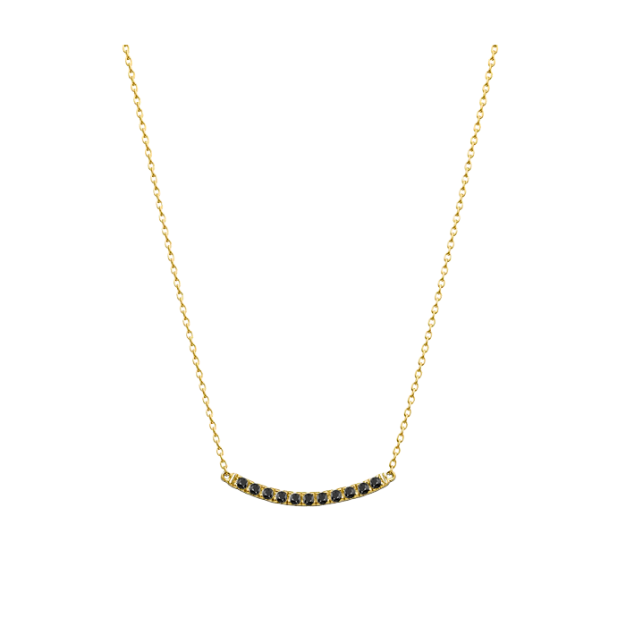 Colar de Stick Curvo com Diamantes Negros, Ouro Amarelo - PRAIRIE Curve