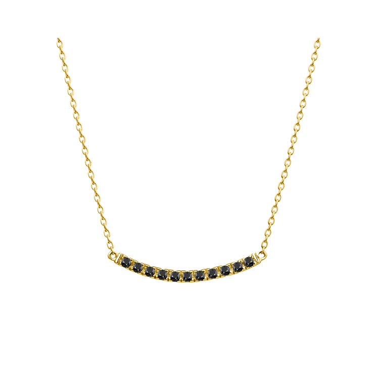 Colar de Stick Curvo com Diamantes Negros, Ouro Amarelo - PRAIRIE Curve