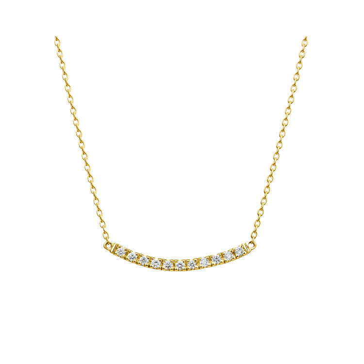 Colar de Stick Curvo com Diamantes, Ouro Amarelo - PRAIRIE Curve